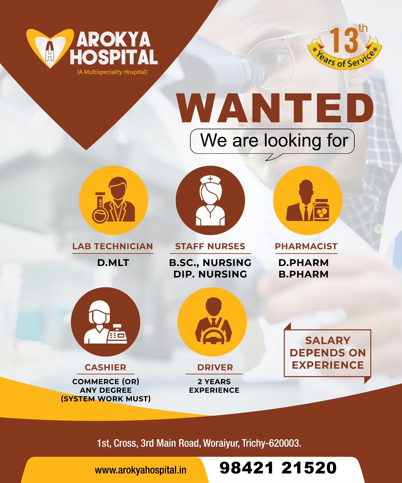 Job Wanted in Arokya Hospital